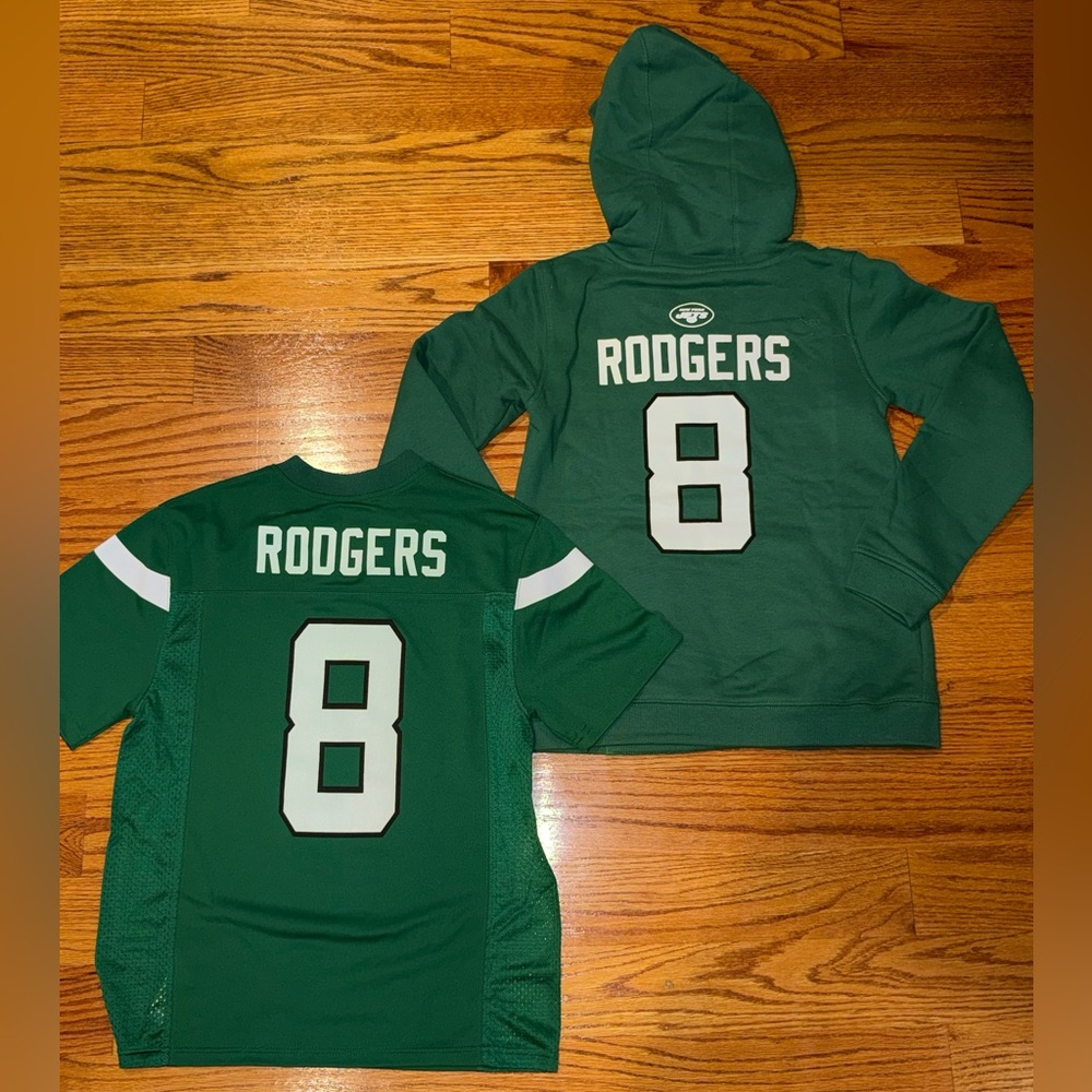 New Aaron Rodgers NY Jets Youth Hoodie & Jersey M - Picture 2 of 6